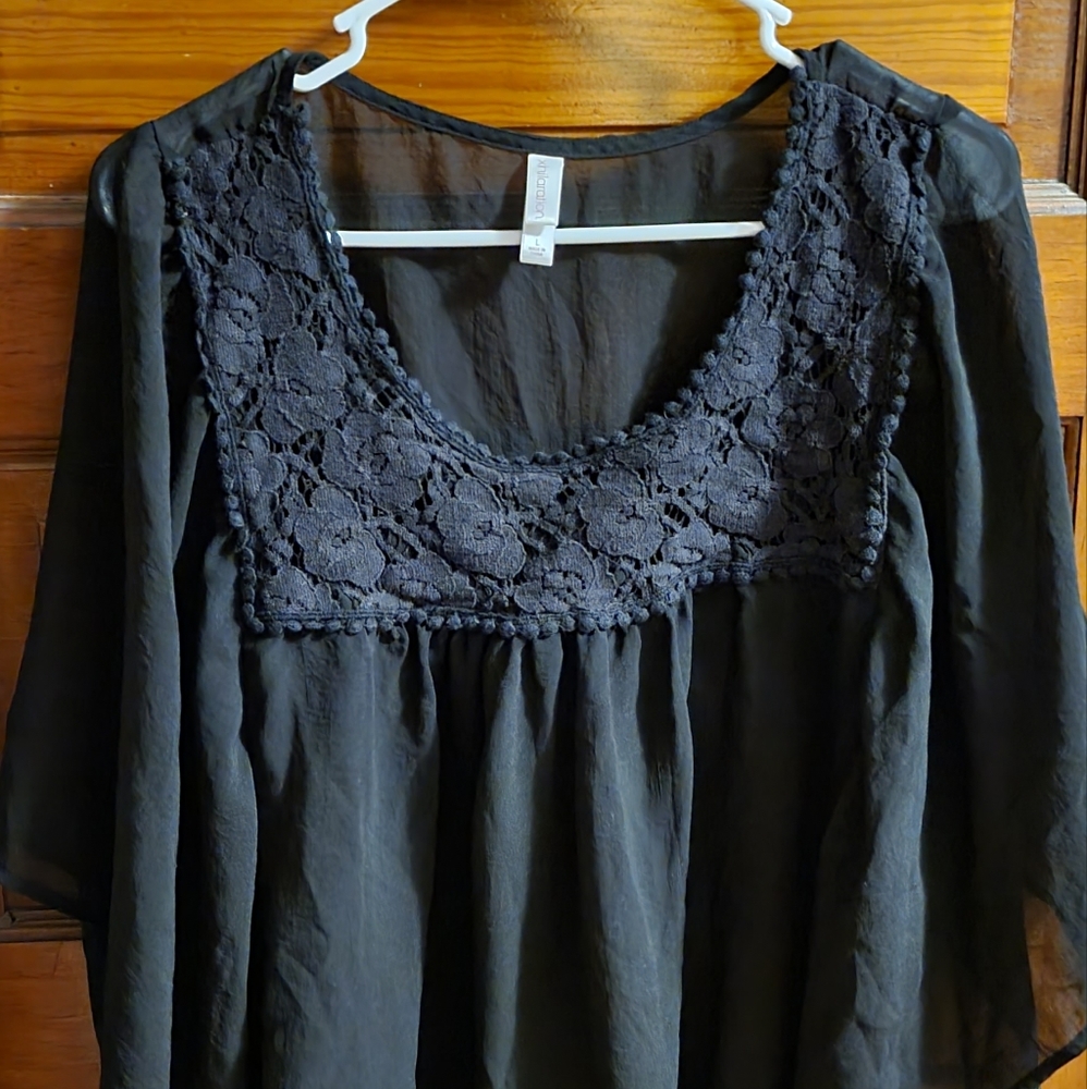 XHileration Black See-Through Top